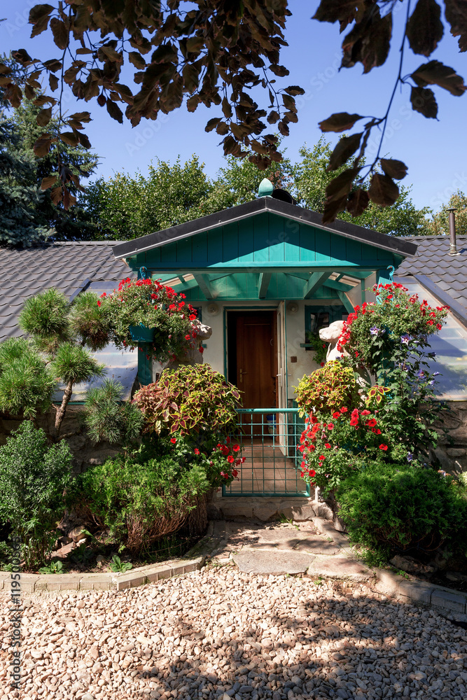 Dog baby house with flowers