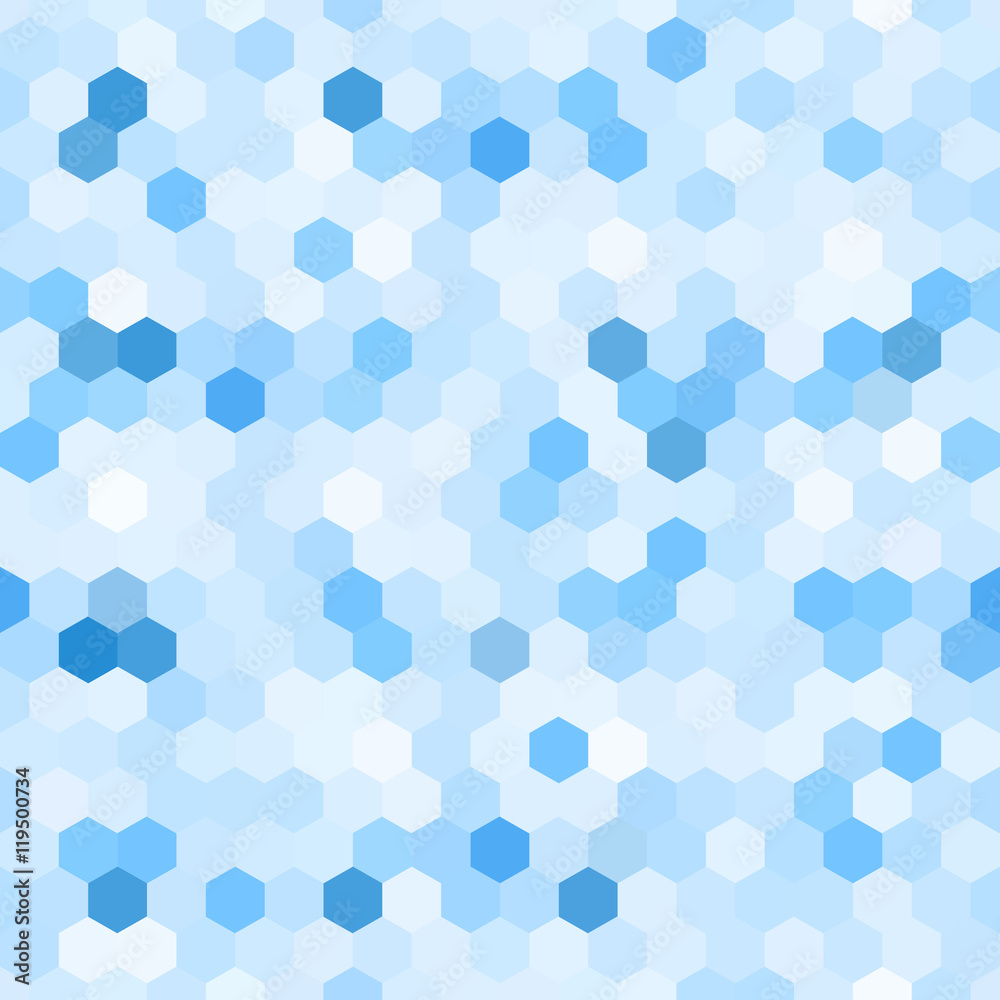 Abstract blue background. Hexagon mosaic pattern.