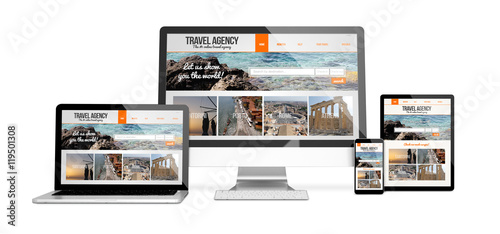 Billede på lærred devices isolated mockup travel agency responsive design