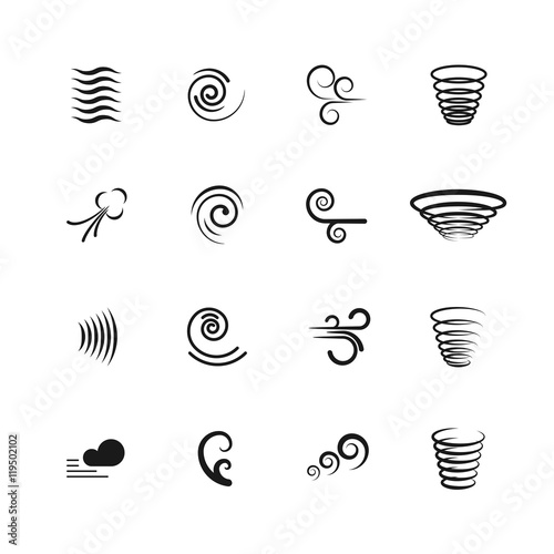 Wind, motion vector icons set