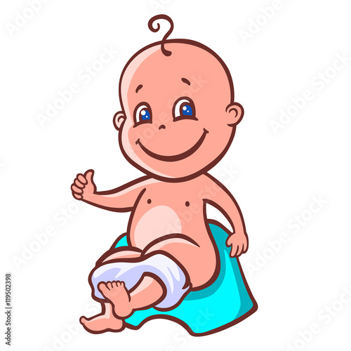 cute baby sitting on a chamber pot