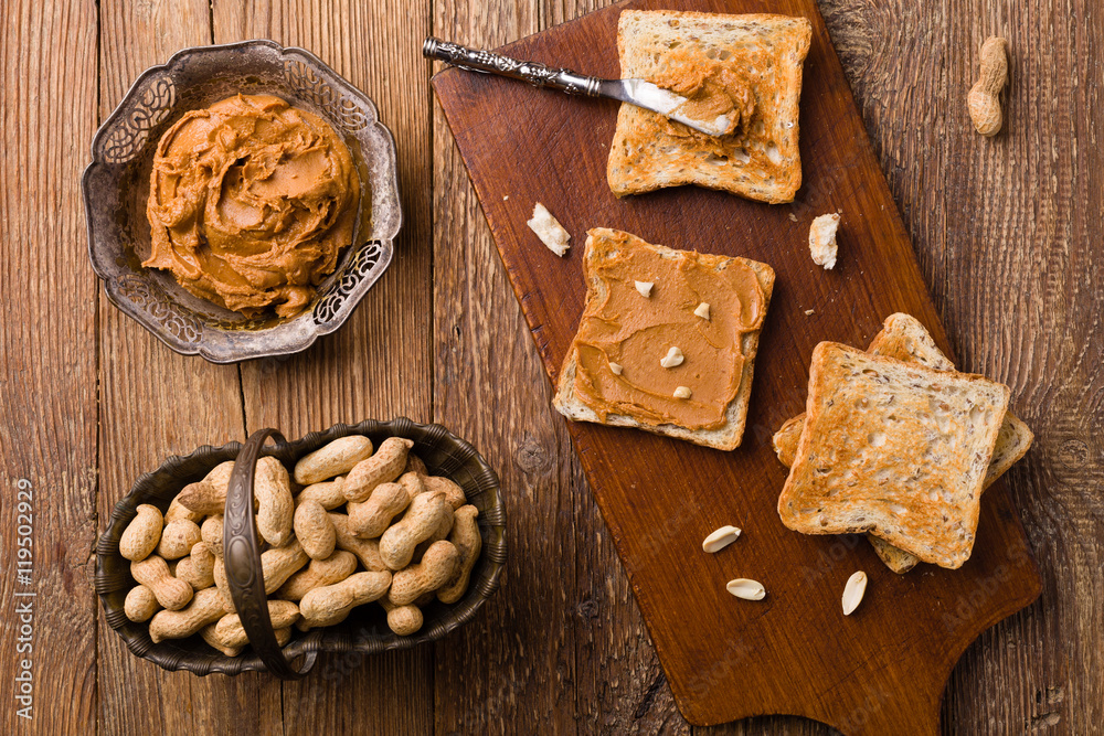 Fototapeta premium Sandwich with peanut butter