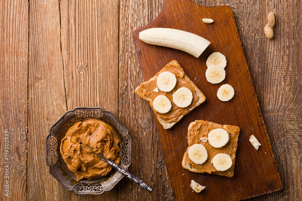 sandwich with peanut butter and banana sandwich with peanut butter and banana