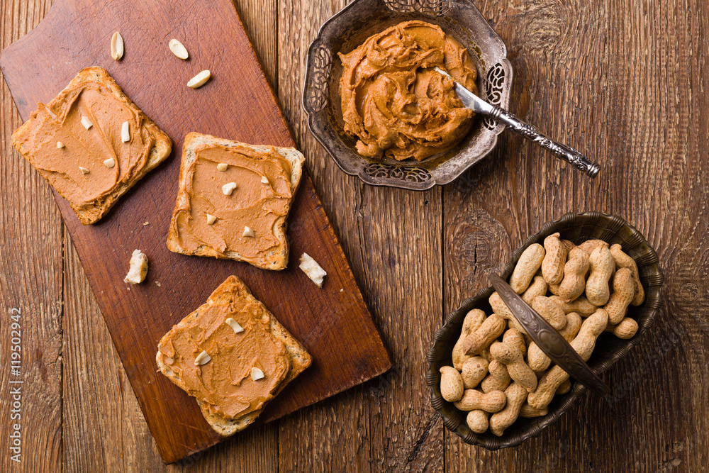 Fototapeta premium Sandwich with peanut butter