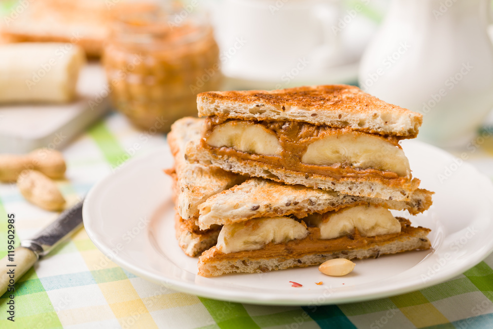sandwich with peanut butter and banana sandwich with peanut butter and banana