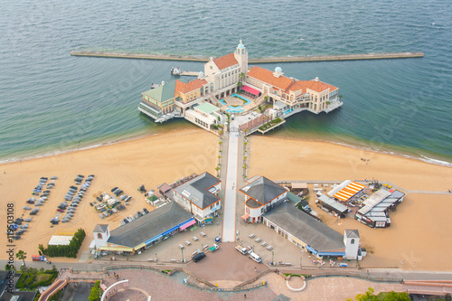 Marizon is a wharf complex, including restaurants and souvenir shops, which extends into the waters of Momochi Beach in the shadow of the Fukuoka Tower. photo