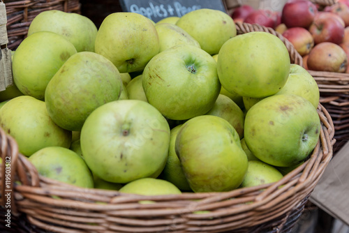 Fototapeta Naklejka Na Ścianę i Meble -  Closeup of green Apples sold at Borough Market in London, UK