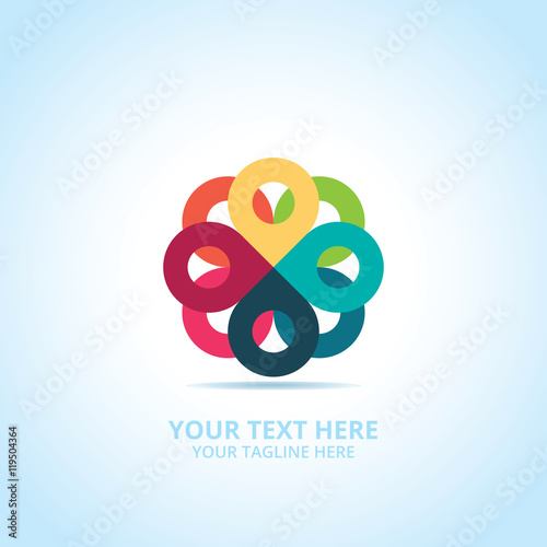 Abstract Pin logo, design concept, emblem, icon, flat logotype element for template.