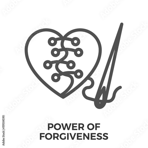 Power of forgiveness thin line vector icon isolated on the white background.