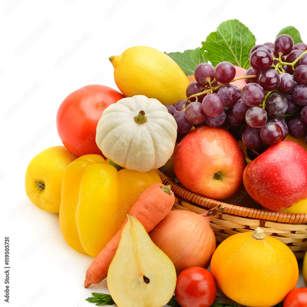 fruit and vegetable isolated on white background fruit and vegetable isolated on white background