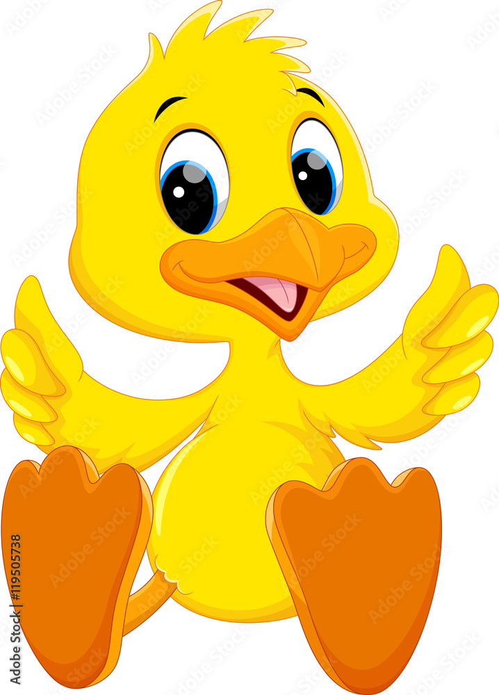Cute baby duck cartoon thumb Stock Vector | Adobe Stock