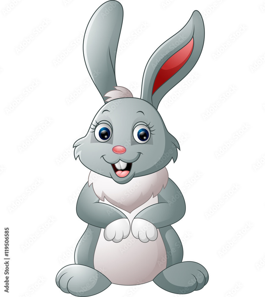 Naklejka premium Cute littile bunny isolated on white bacground