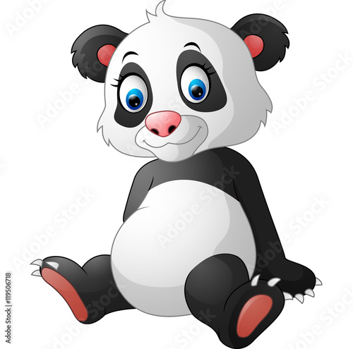Fototapeta Naklejka Na Ścianę i Meble -  Cartoon funny panda isolated on white background