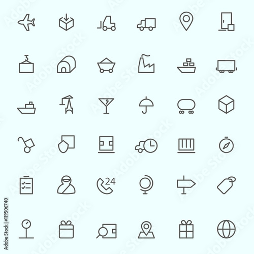Logistic icons, simple and thin line design