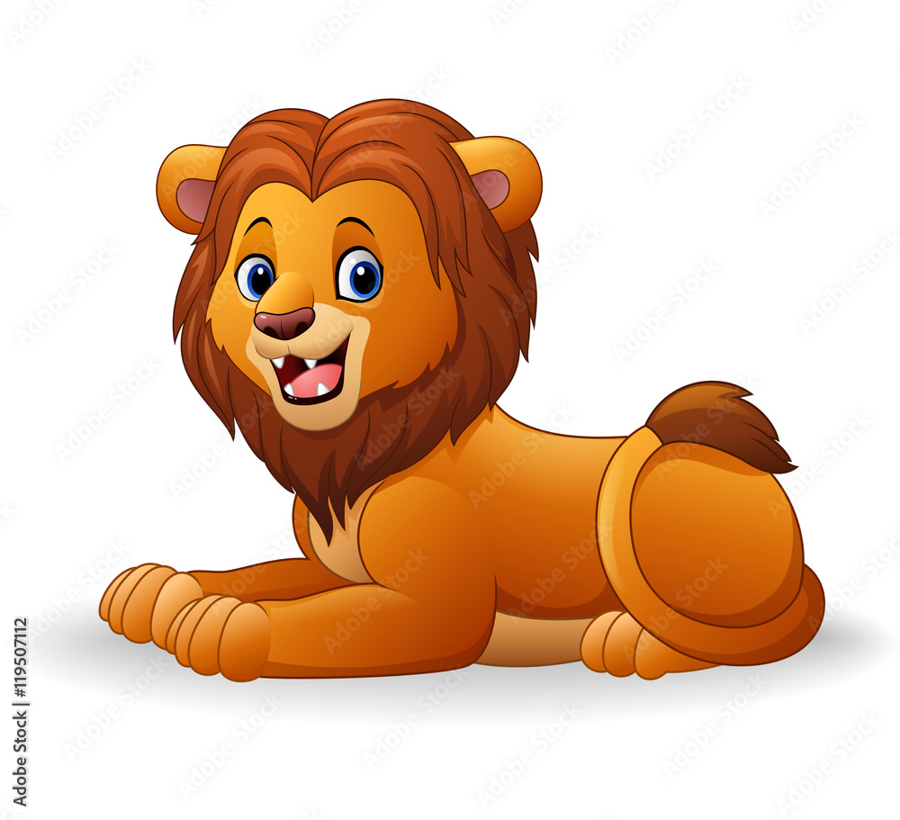 Naklejka premium Cartoon lion sitting