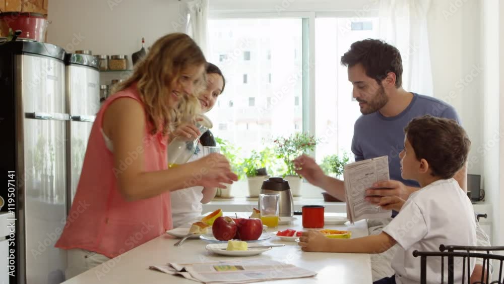 Family eating breafast early in the morning Family eating breafast early in the morning