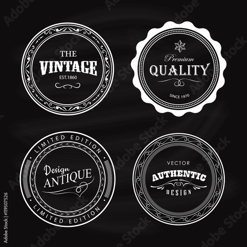 Antique badge vintage label circle retro design vector