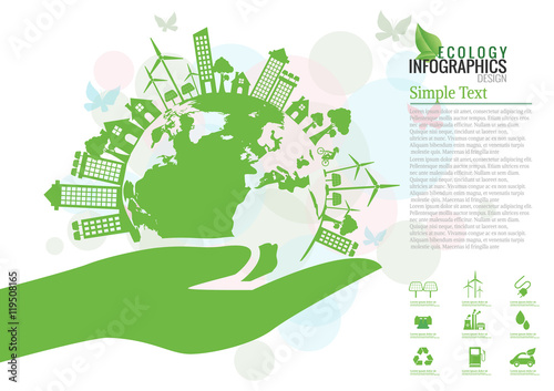 Ecology connection  concept background . Vector infographic illu