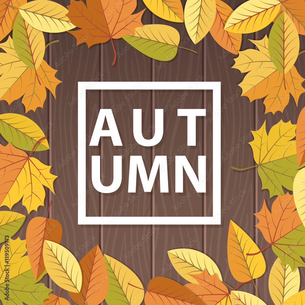 Autumn background with leaves frame and copy space in the centre