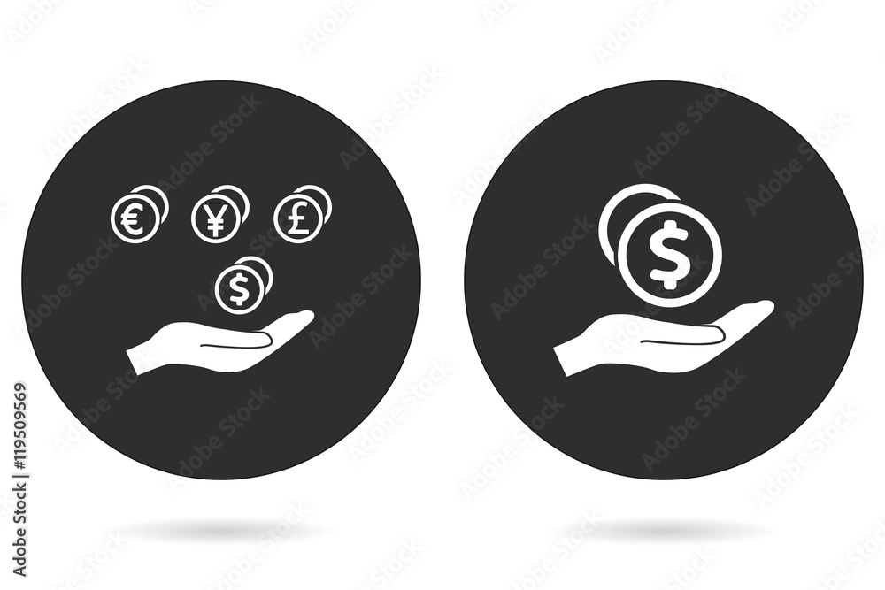 Fototapeta premium Cash on hand vector icon.