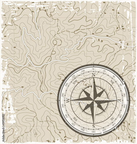 Topographic Map with Compass
