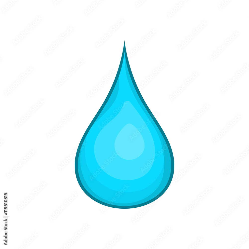 Water drop icon in cartoon style on a white background Water drop icon in cartoon style on a white background