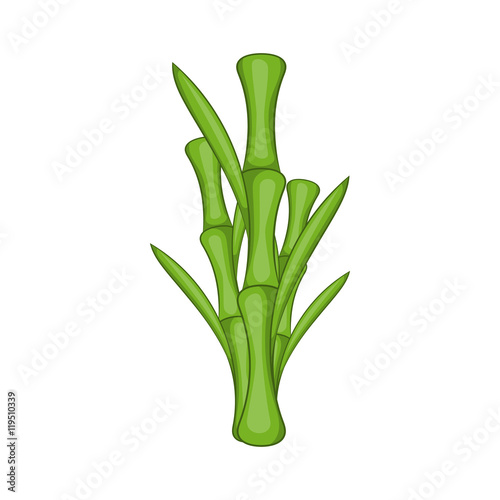 Green bamboo stems icon in cartoon style on a white background