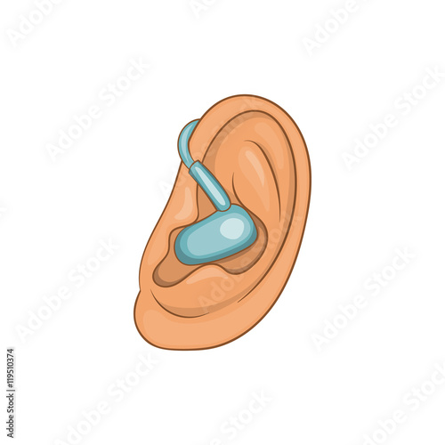 Hearing ear icon in cartoon style on a white background