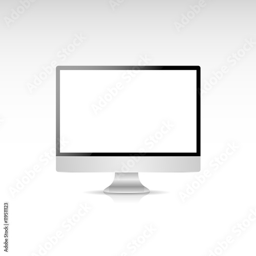 Vector computer realistic monitor isolated on white