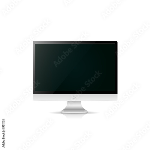 Vector computer realistic monitor isolated on white