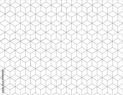 Hexagon pattern background in grey colour and line art black and white design; Modern graphic decoration element.