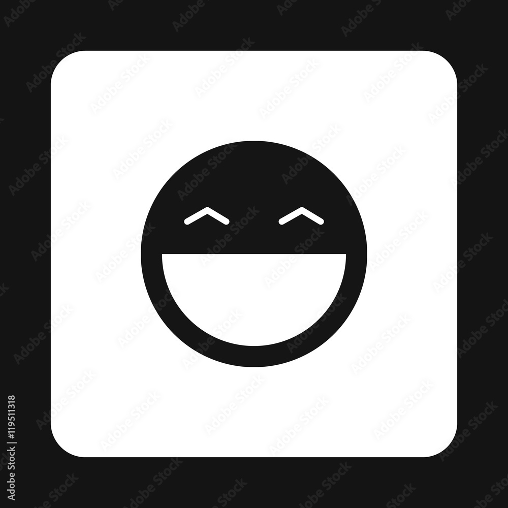 Happy smiley emoticon icon in simple style isolated on white background Happy smiley emoticon icon in simple style isolated on white background