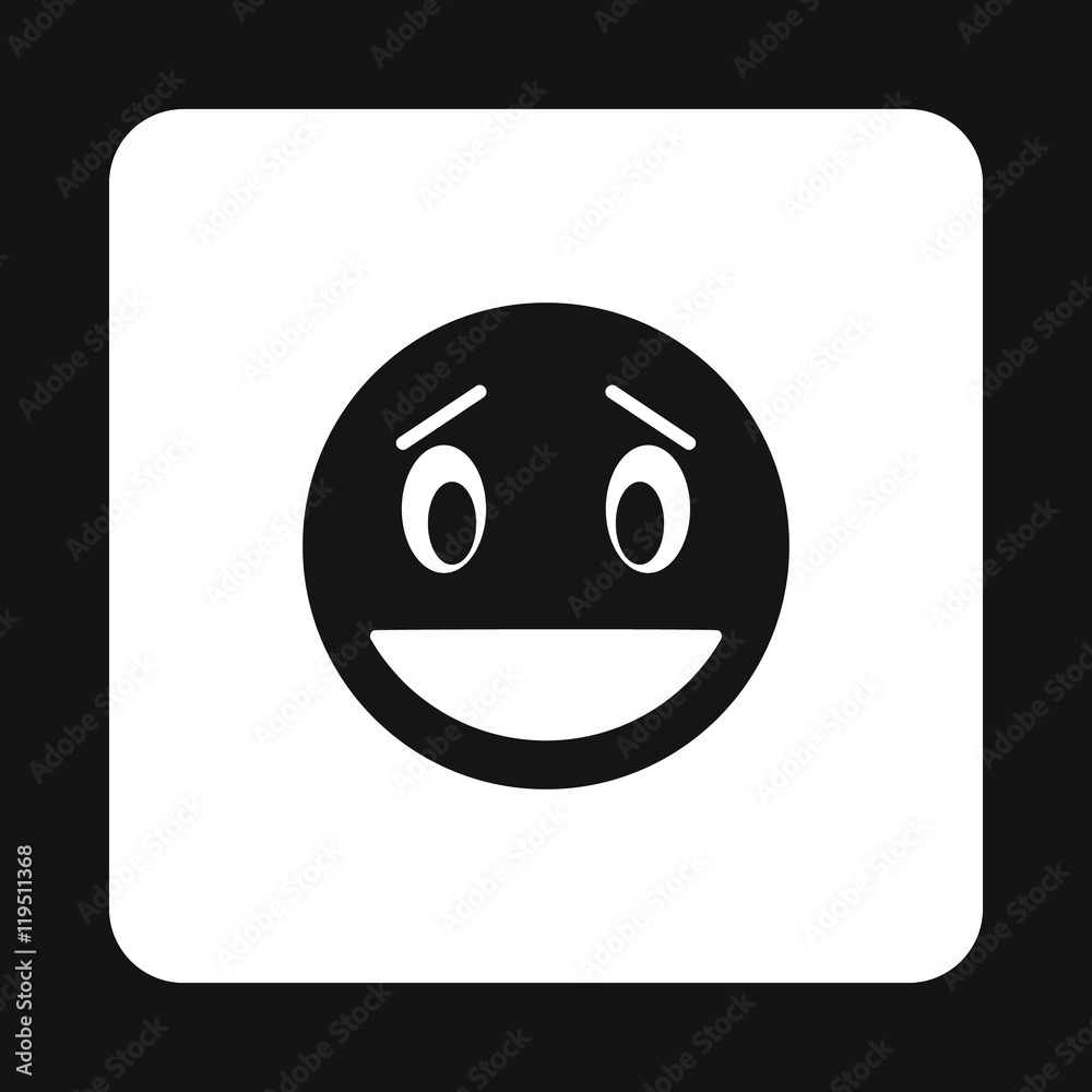 Surprised emoticon icon in simple style isolated on white background