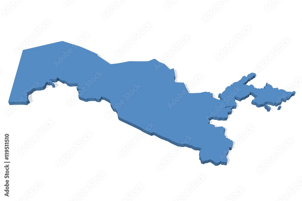 3D map of Uzbekistan on a plain background