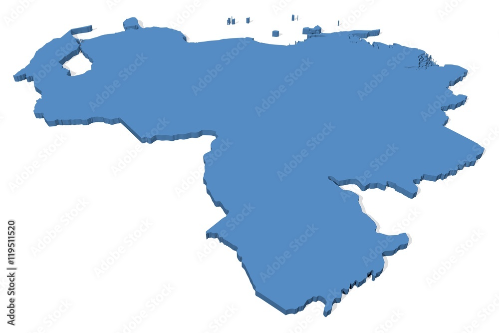 3D map of Venezuela on a plain background