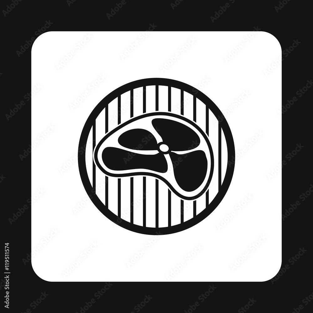 Steak on grill icon in simple style isolated on white background. Food symbol Steak on grill icon in simple style isolated on white background. Food symbol
