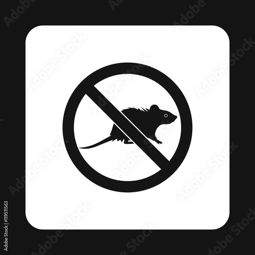 Prohibition sign mouse icon in simple style isolated on white background. Warning symbol