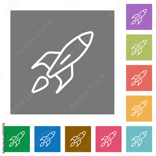 Launched rocket square flat icons