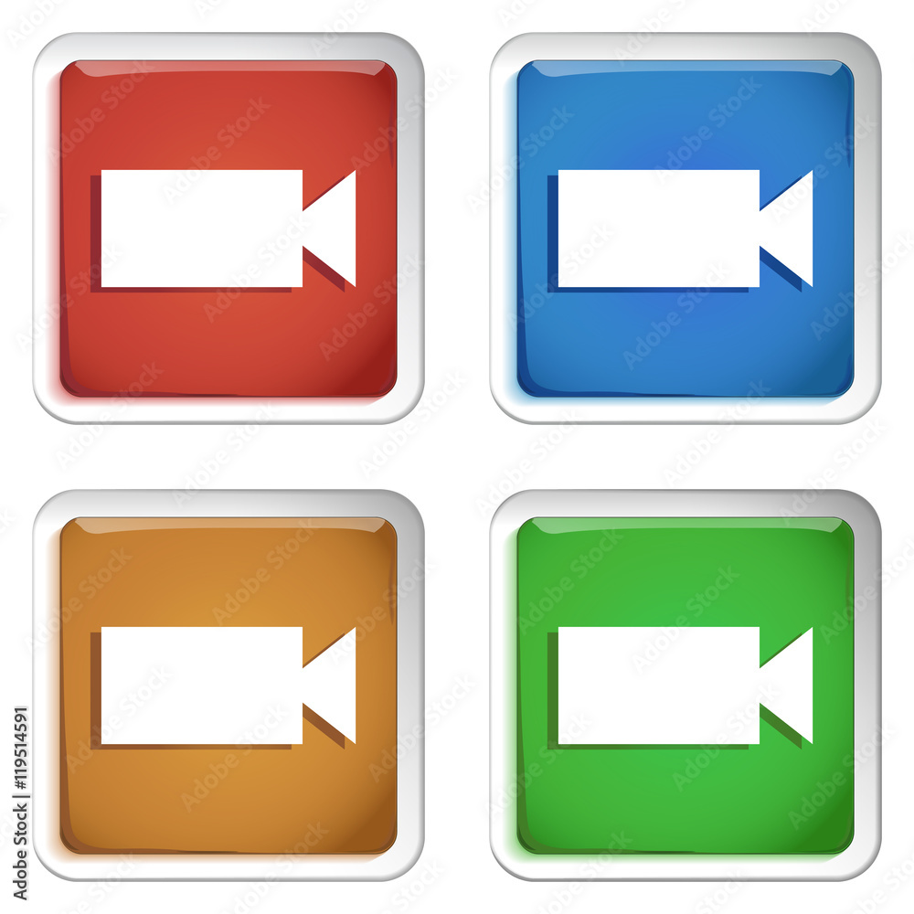 ikona kwadratowy plastikowy przycisk wektor