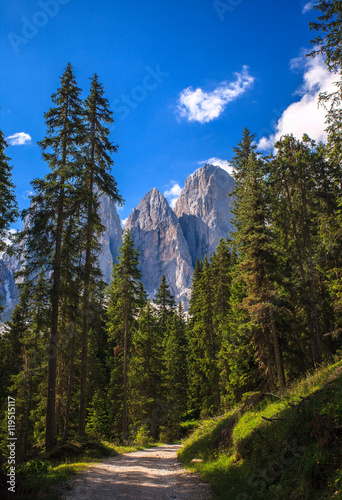 Amazing Dolomites, near Santa Magdalena. Adolf Munkel Trail in Mountains of Northern Italy
