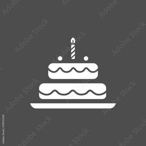 Icono de una tarta de cumpleaños sobre fondo oscuro