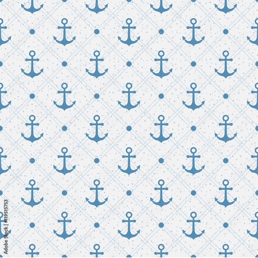 Vintage marine seamless pattern. Paper textured background. Polk