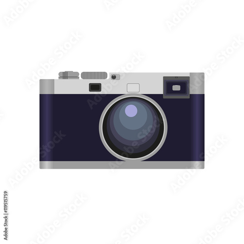 Old photographic camera isolated over white background