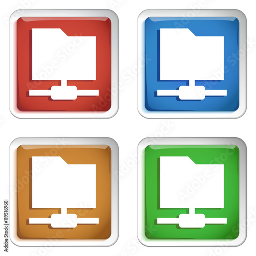 ikona kwadratowy plastikowy przycisk wektor