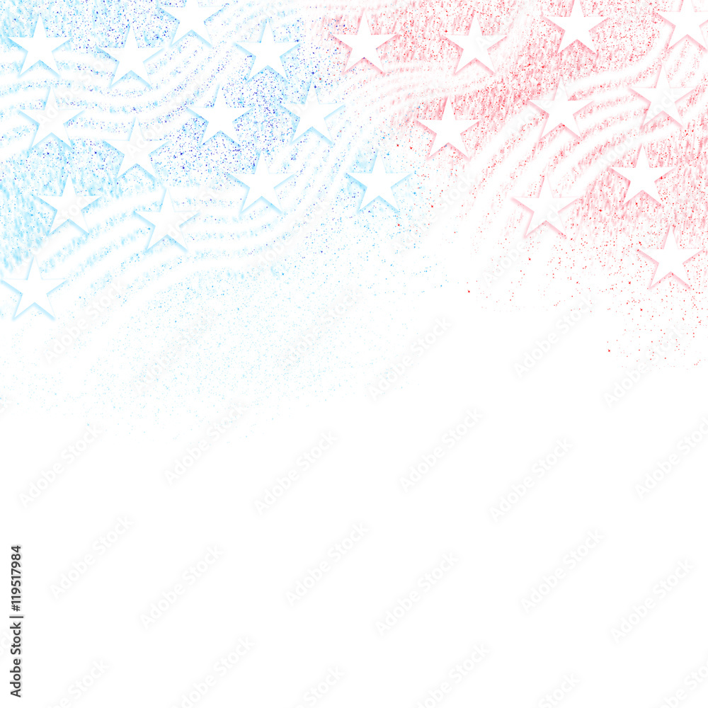 A header footer illustration with United States flag colors 