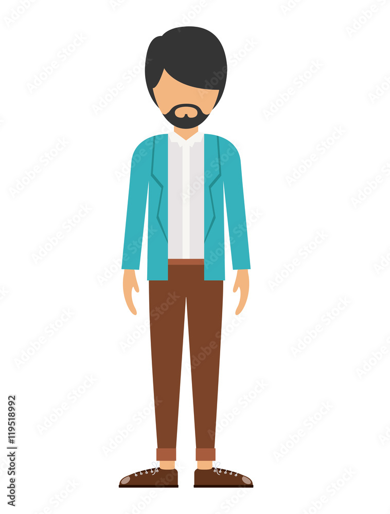 man male mustache avatar person human icon. Colorful and Flat design. Vector illustration