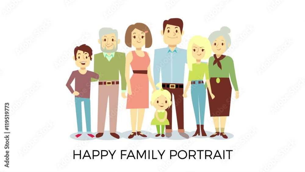 Happy family animated portrait Happy family animated portrait