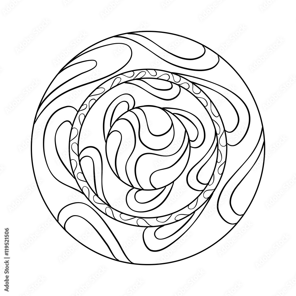 Asymmetrical mandala design with drops in a circle geometric shape. Asymmetrical mandala design with drops in a circle geometric shape.