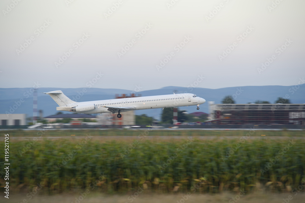 Passenger airplane landing Passenger airplane landing