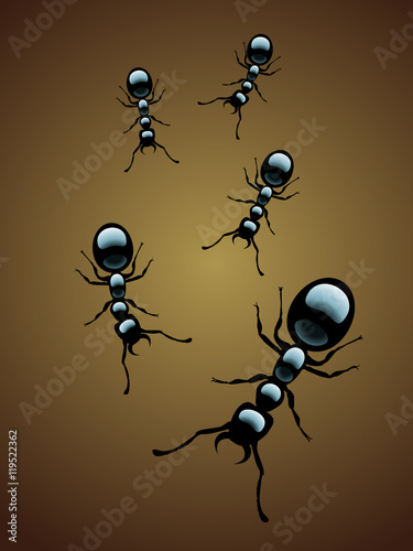 A group of ants. Vector illustration